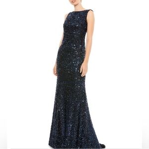 MAC DUGGAL Cowl Back Boat Neck Sequined Evening Gown (current @ Bloomingdale’s)